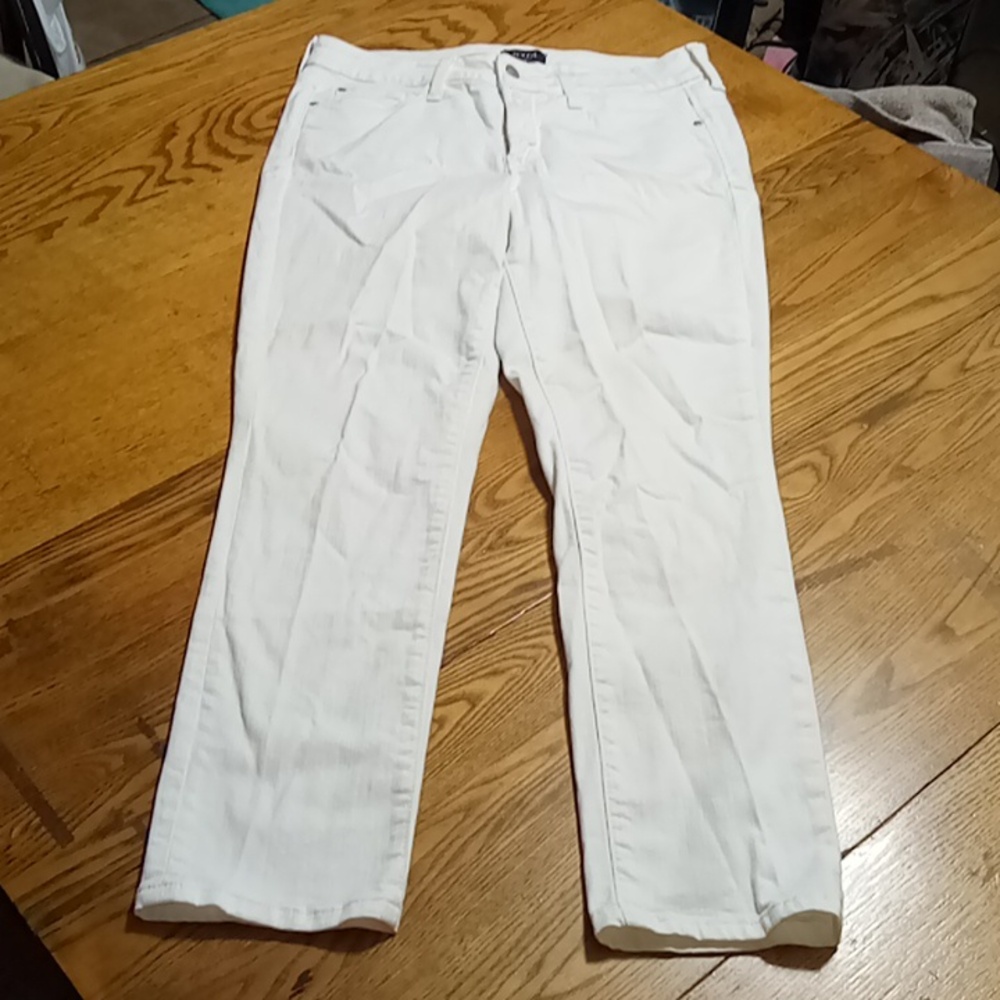 NYDJ Jeans Womens 6 WHITE CREAM ALINA CONVERTIBLE ANKLE Denim Preowned Used